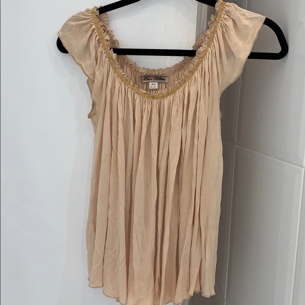 Cap sleeve beaded neck shirt